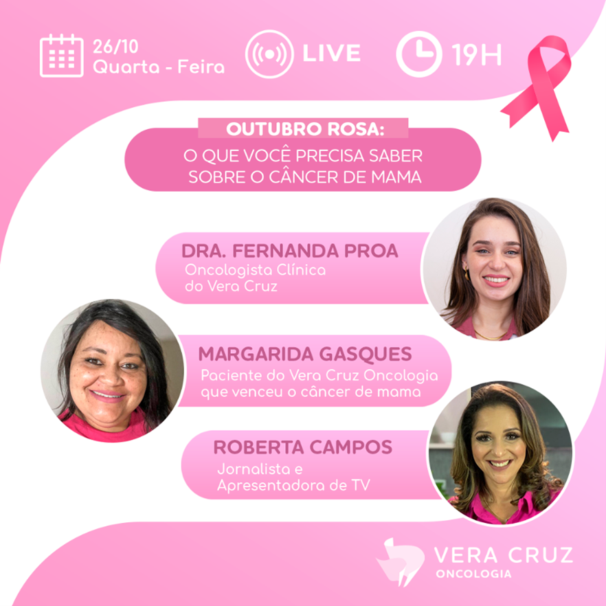 Outubro Rosa: o que você precisa saber sobre o câncer de mama” é tema de live do Vera Cruz Hospital